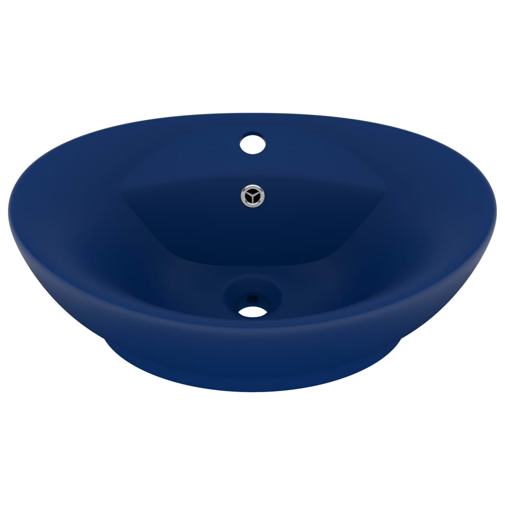 luksuriøs håndvask overløb 58,5x39cm keramisk oval mat mørkeblå