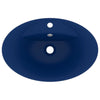 luksuriøs håndvask overløb 58,5x39cm keramisk oval mat mørkeblå
