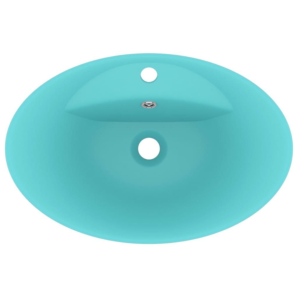 luksuriøs håndvask overløb 58,5x39 cm keramik oval mat lysegrøn