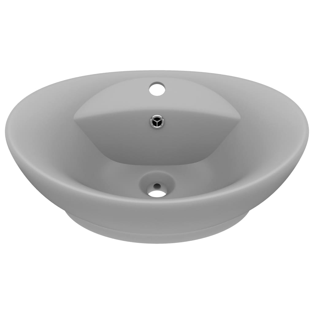 luksuriøs håndvask overløb 58,5x39 cm keramik oval mat lysegrå