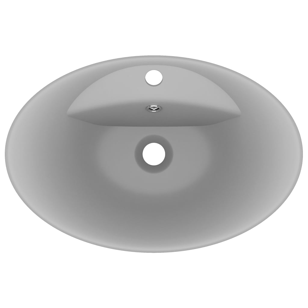 luksuriøs håndvask overløb 58,5x39 cm keramik oval mat lysegrå