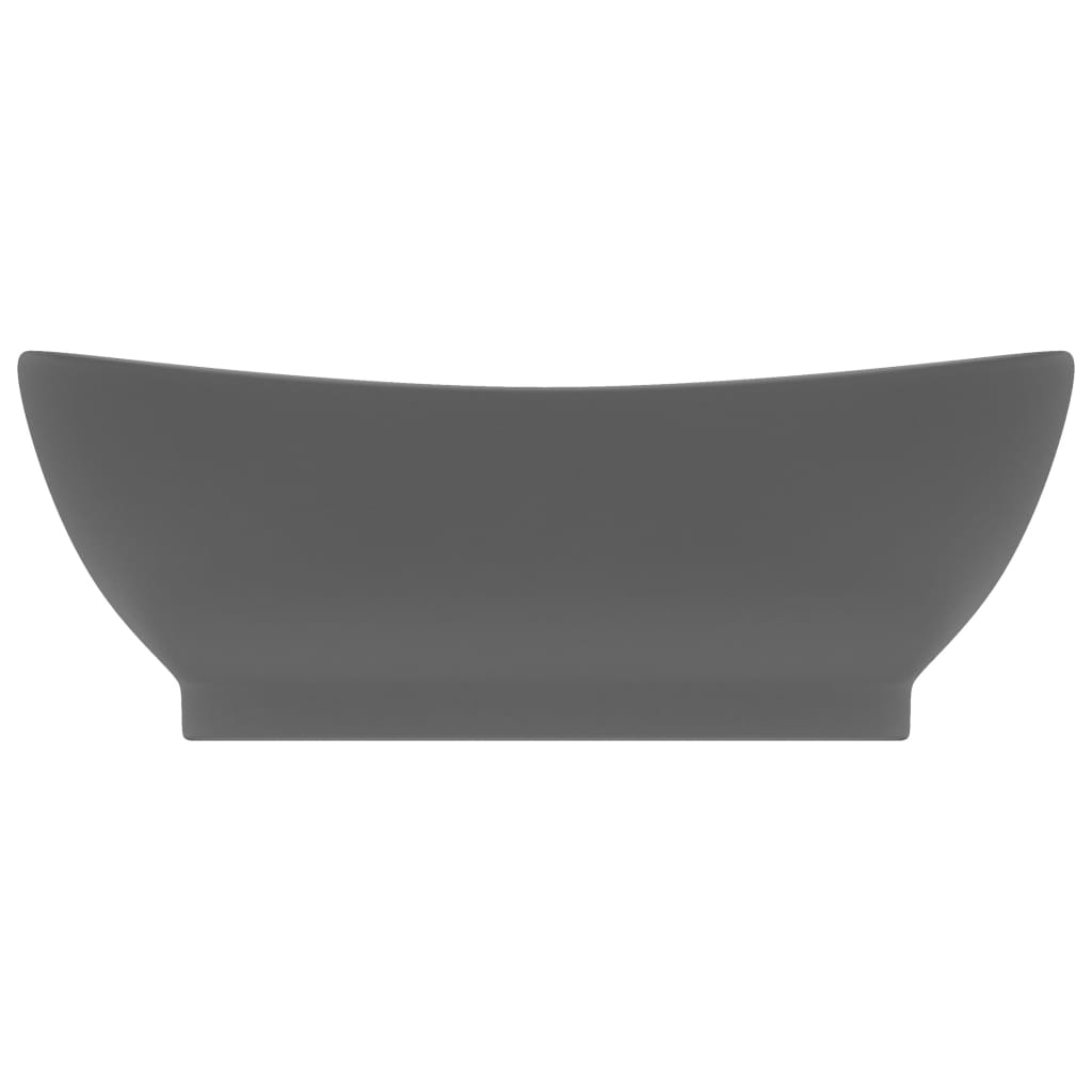 luksuriøs håndvask overløb 58,5x39 cm keramik oval mat mørkegrå