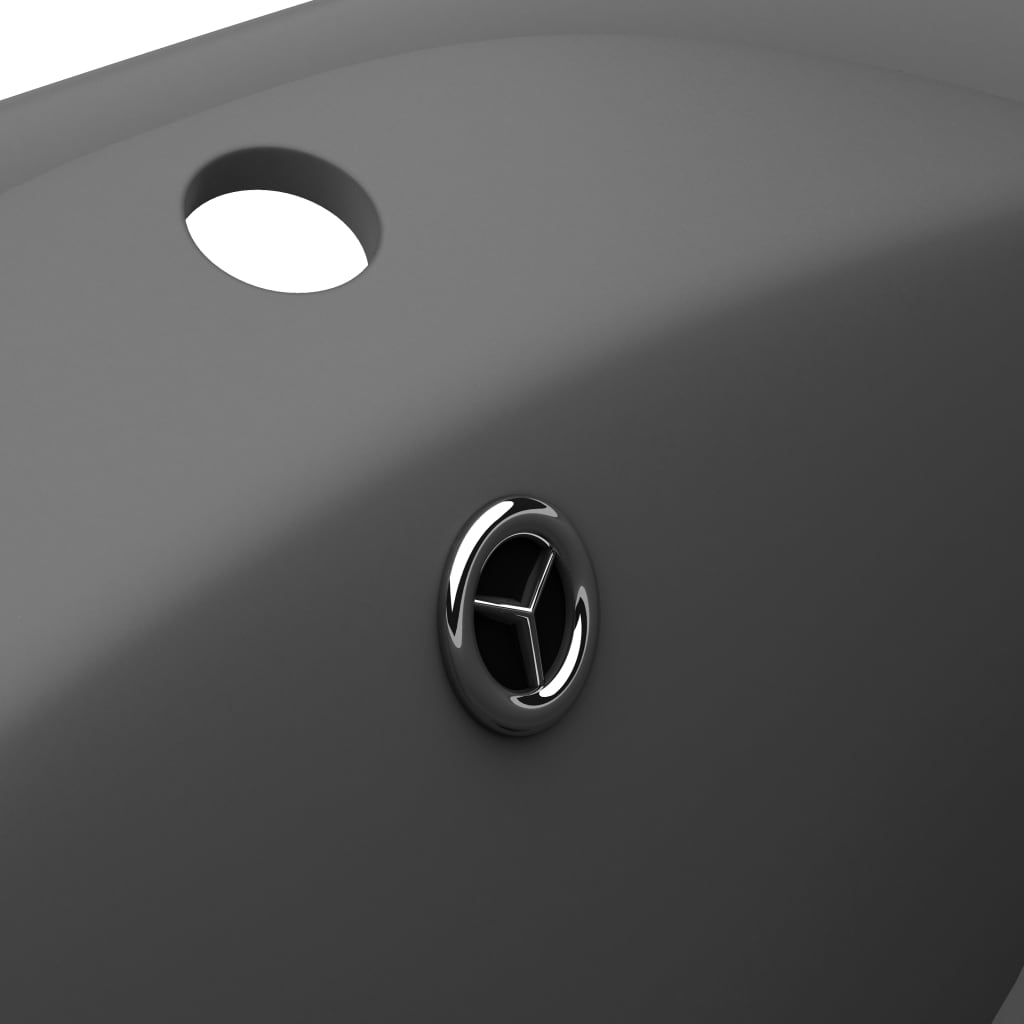 luksuriøs håndvask overløb 58,5x39 cm keramik oval mat mørkegrå