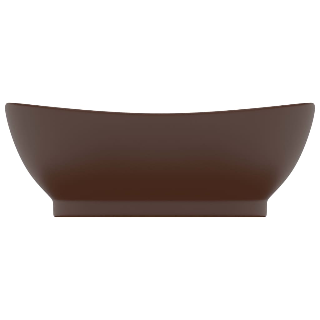 luksuriøs håndvask overløb 58,5x39cm keramisk oval mat brun