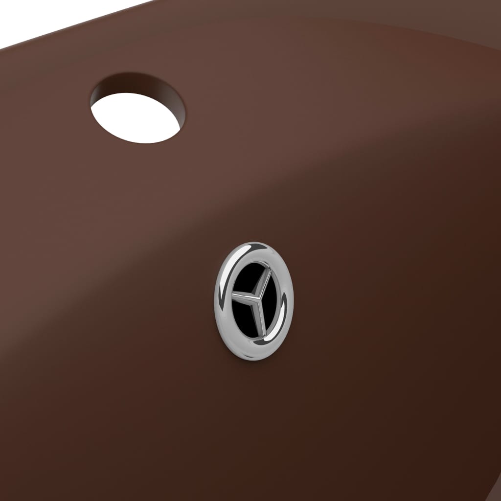 luksuriøs håndvask overløb 58,5x39cm keramisk oval mat brun