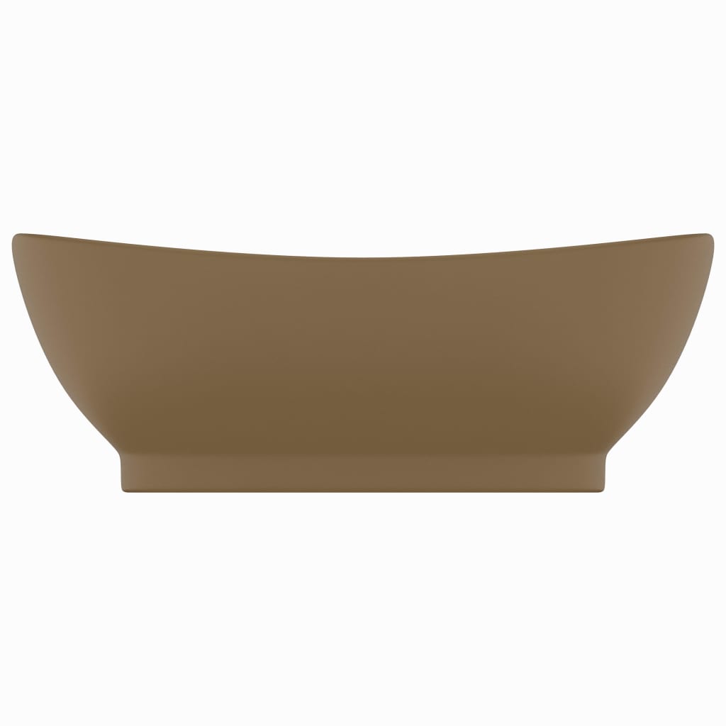 luksuriøs håndvask overløb 58,5x39 cm keramik oval mat creme