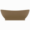 luksuriøs håndvask overløb 58,5x39 cm keramik oval mat creme
