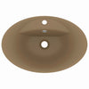 luksuriøs håndvask overløb 58,5x39 cm keramik oval mat creme