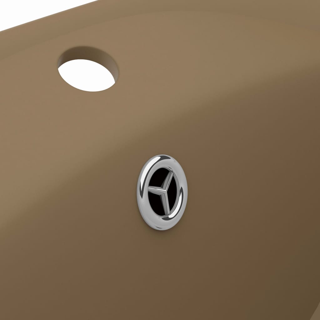 luksuriøs håndvask overløb 58,5x39 cm keramik oval mat creme
