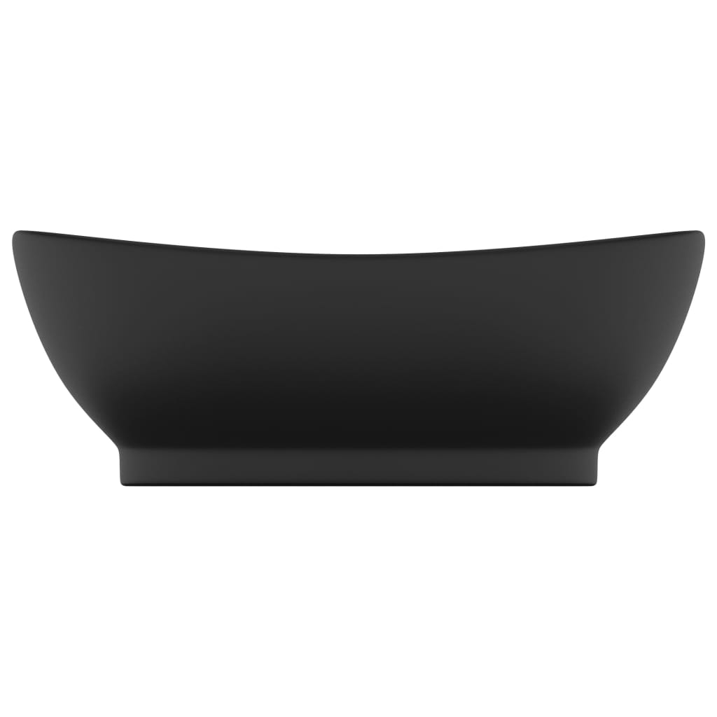 luksuriøs håndvask overløb 58,5x39 cm keramik oval mat sort