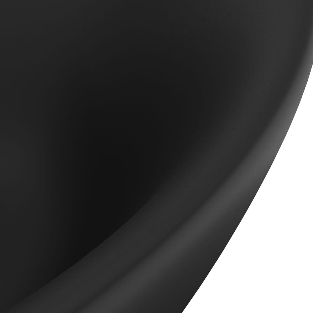 luksuriøs håndvask overløb 58,5x39 cm keramik oval mat sort