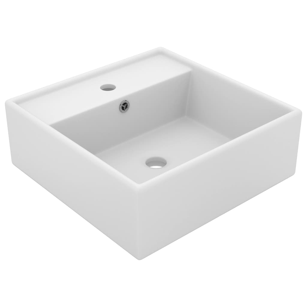 luksuriøs håndvask overløb 41x41 cm keramik firkantet mat hvid