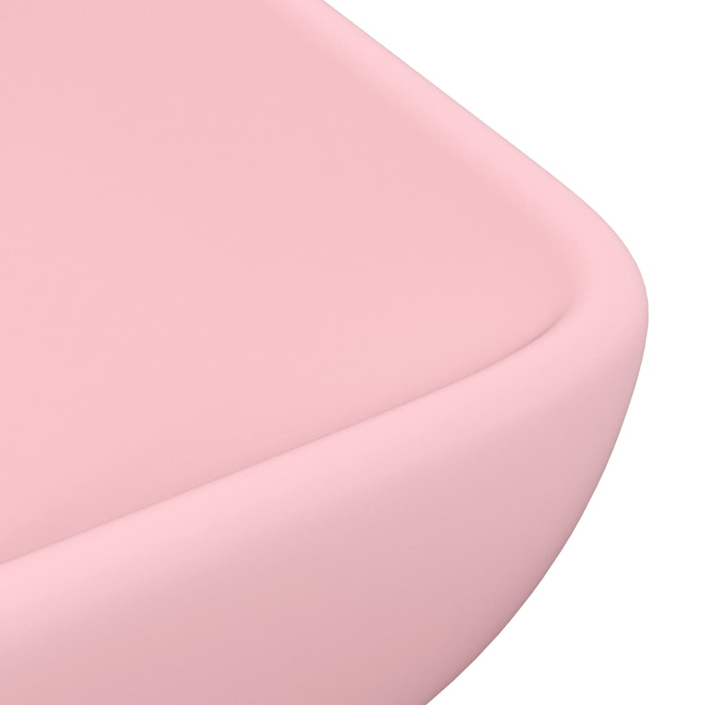 luksuriøs håndvask 71x38 cm rektangulær keramik mat lyserød