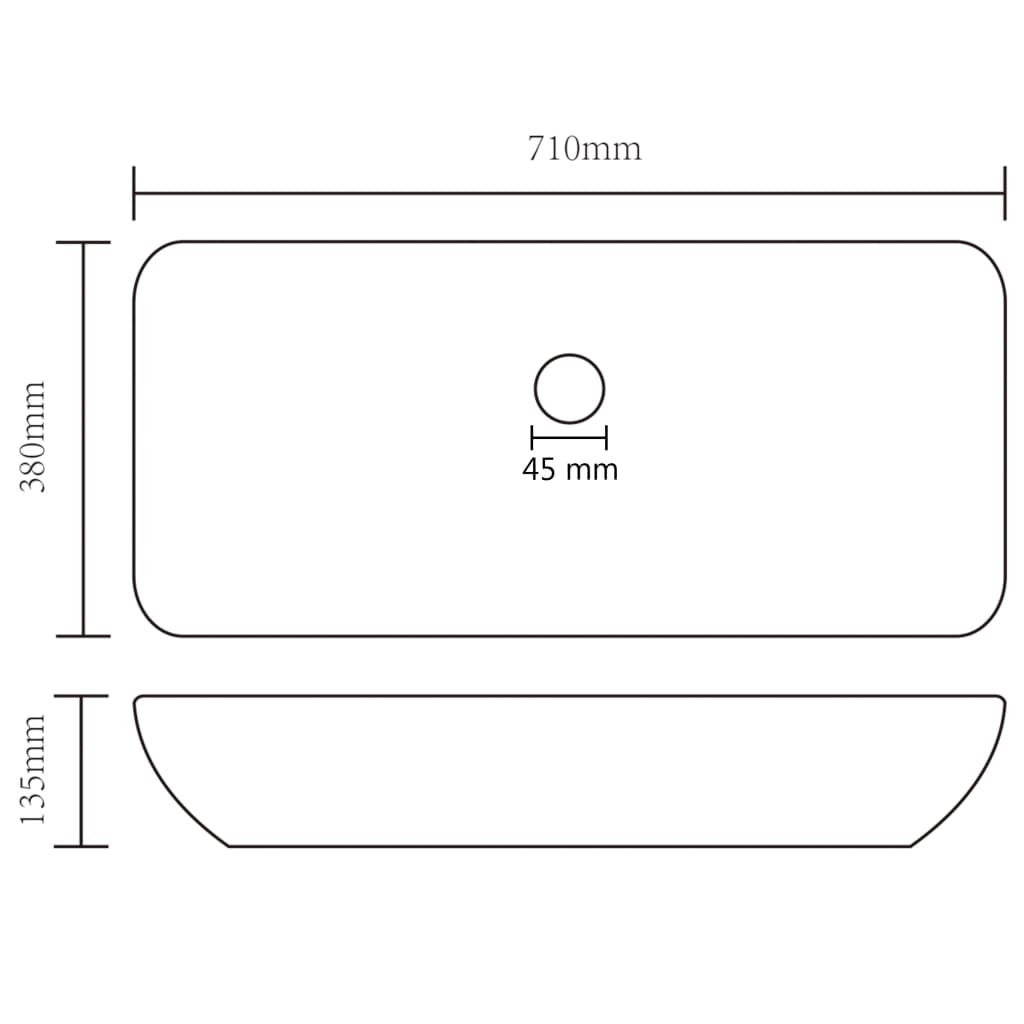 luksuriøs håndvask 71x38 cm rektangulær keramik mat mørkeblå