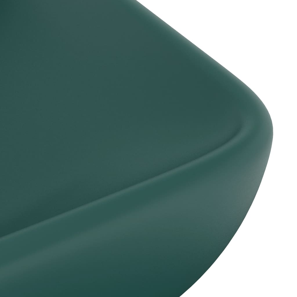 luksuriøs håndvask 71x38 cm rektangulær keramik mat mørkegrøn