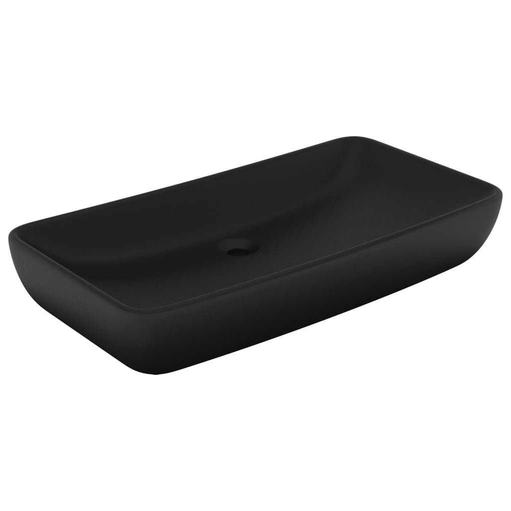 luksuriøs håndvask 71x38 cm rektangulær keramik mat sort