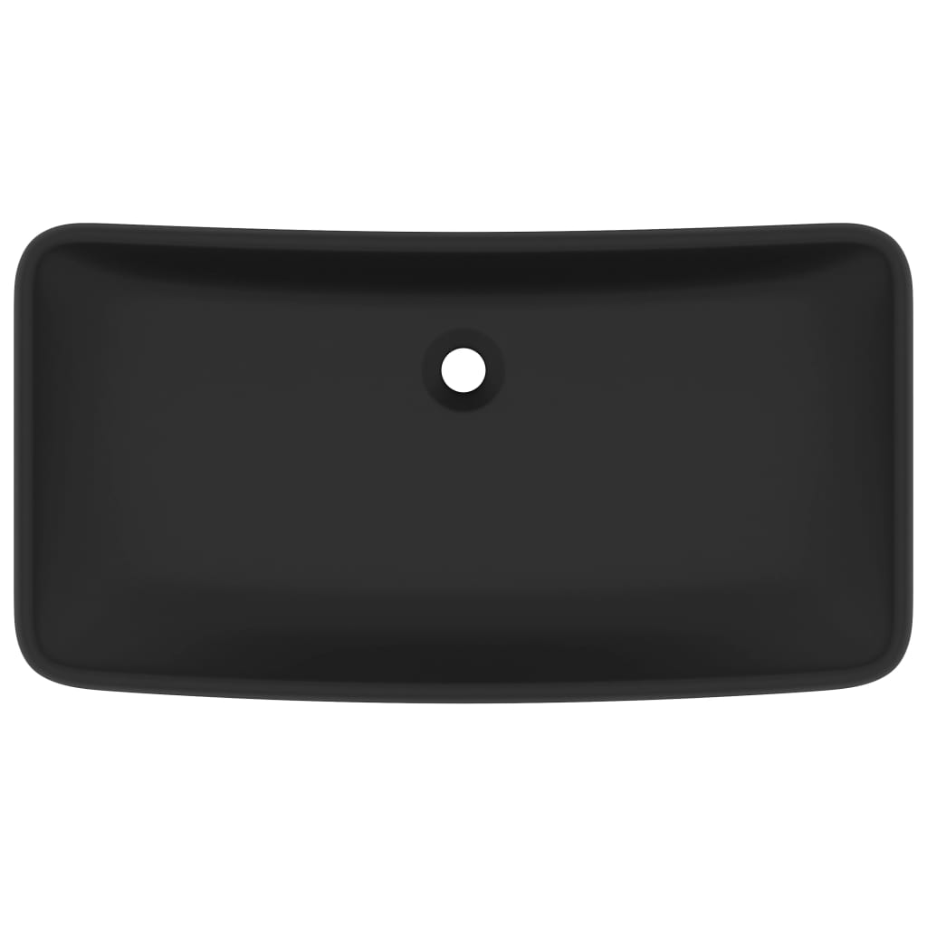 luksuriøs håndvask 71x38 cm rektangulær keramik mat sort