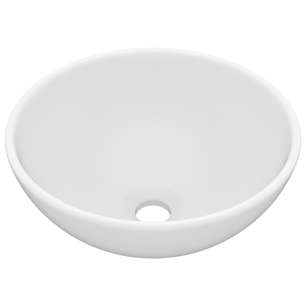 luksuriøs badeværelsesvask 32,5x14 cm rund keramisk mat hvid