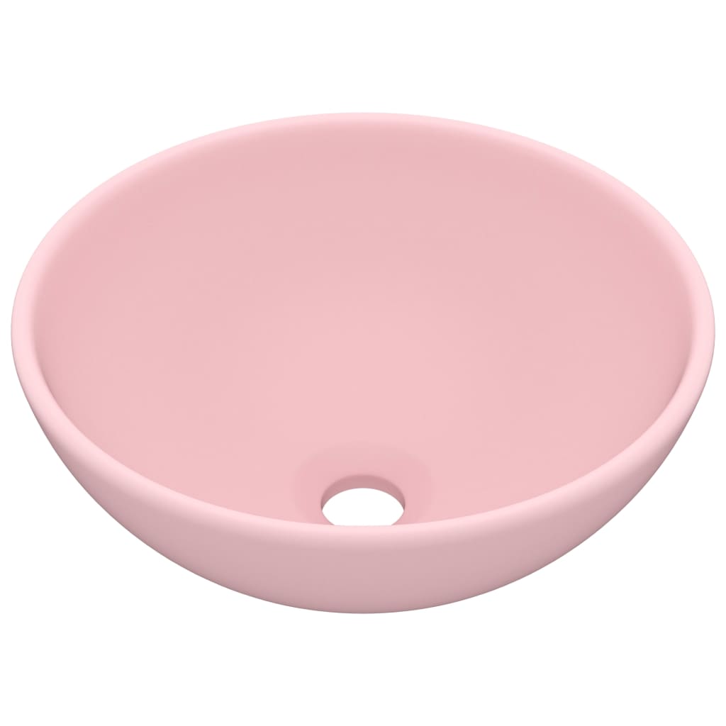 luksuriøs håndvask 32,5x14 cm rund keramisk mat lyserød