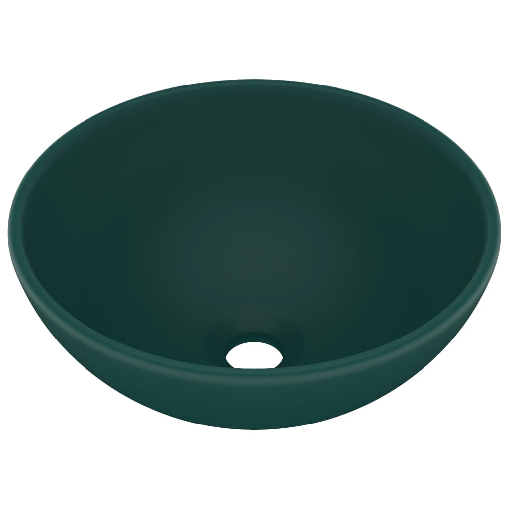 luksuriøs håndvask 32,5x14 cm rund keramisk mat mørkegrøn