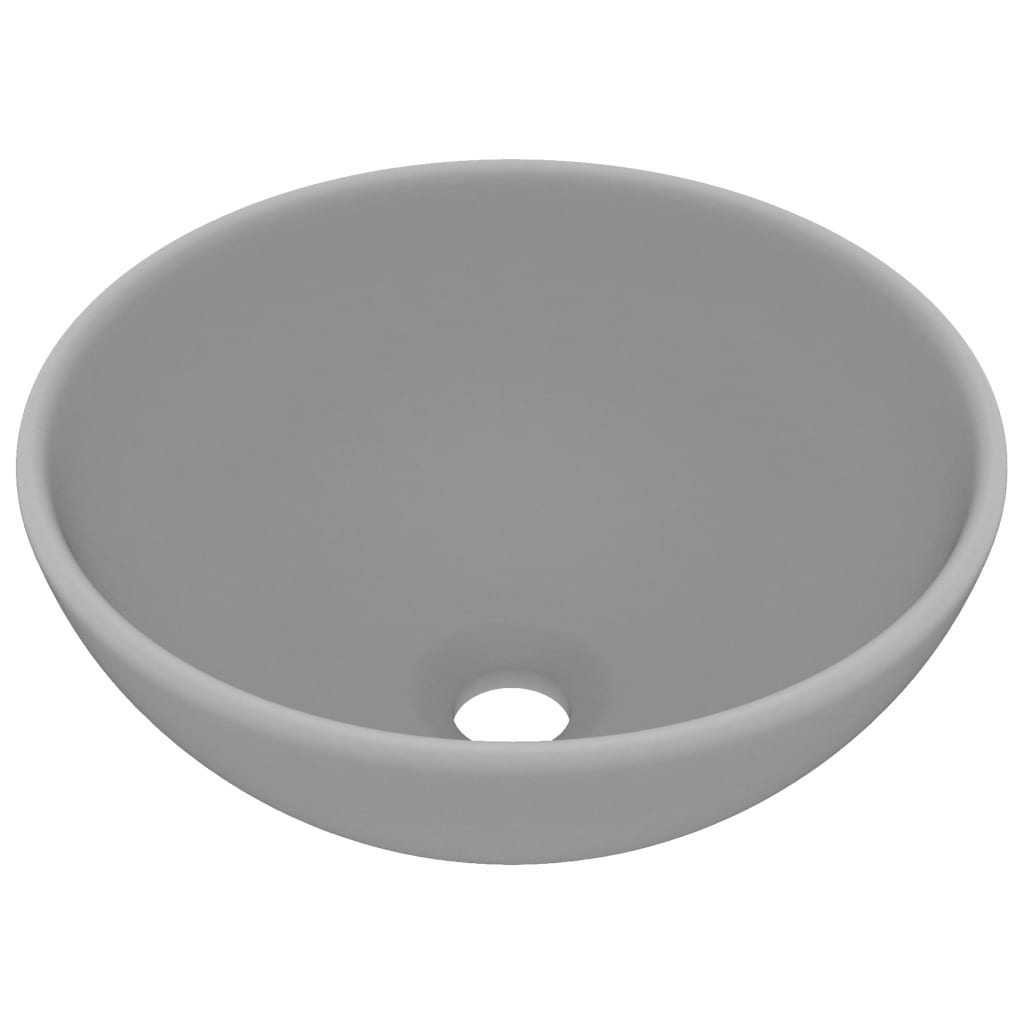 luksuriøs håndvask 32,5x14 cm rund keramisk mat lysegrå