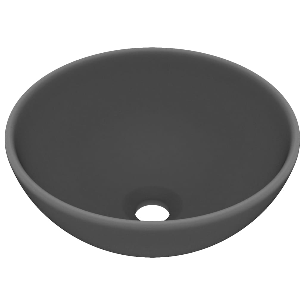 luksuriøs håndvask 32,5x14 cm rund keramisk mat mørkegrå