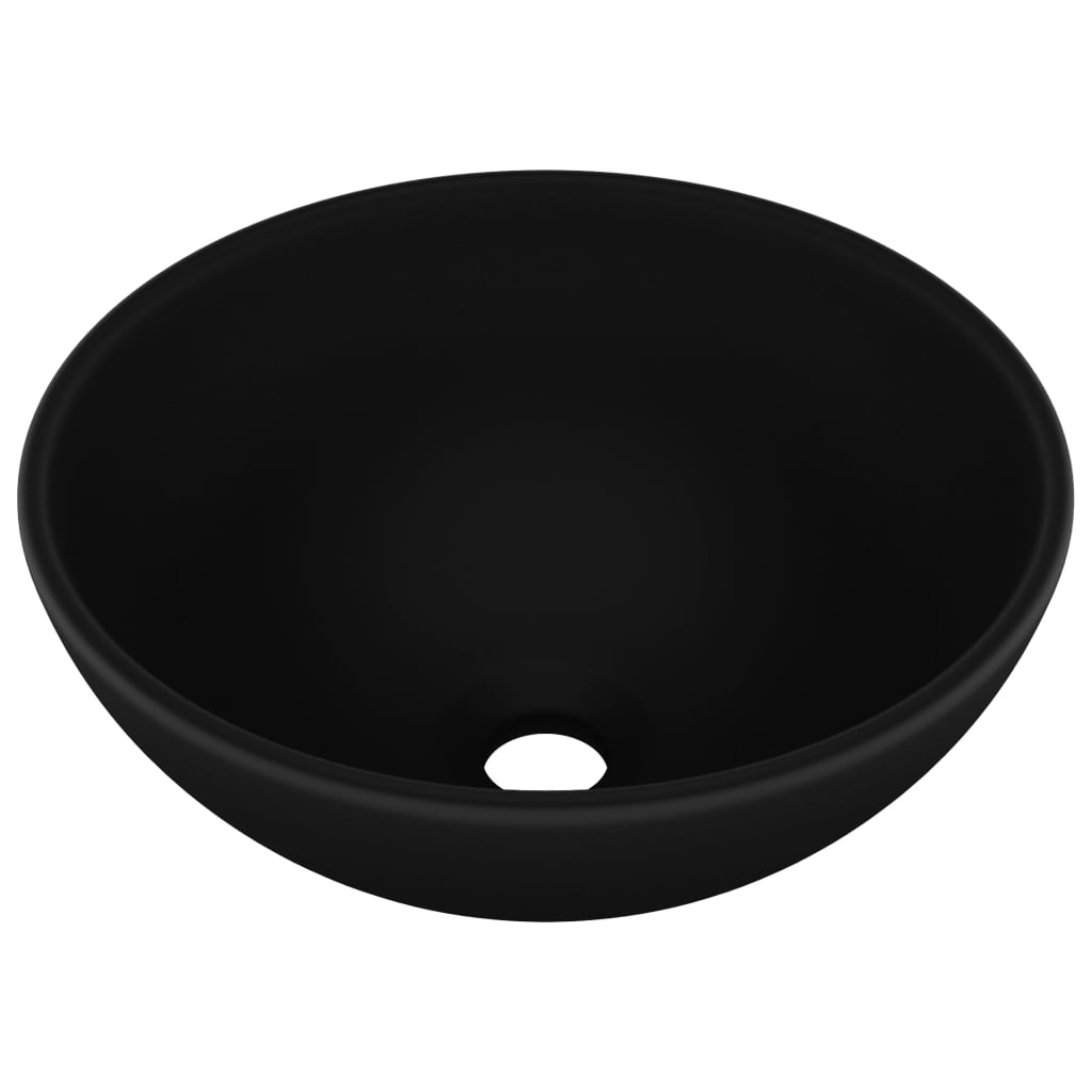 luksuriøs håndvask 32,5x14 cm rund keramisk mat sort