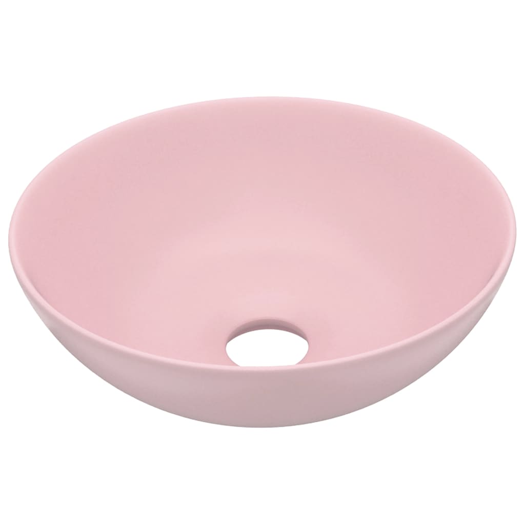keramisk håndvask til badeværelse rund mat pink