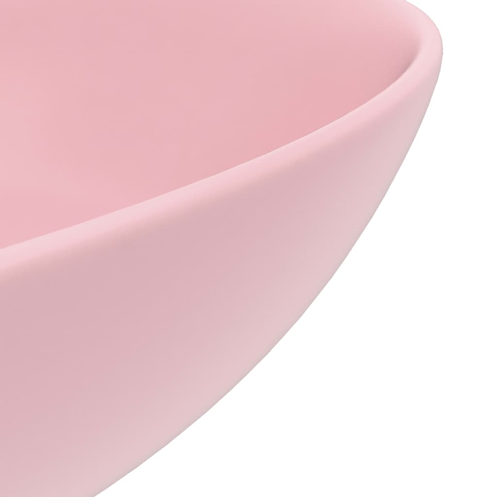 keramisk håndvask til badeværelse rund mat pink
