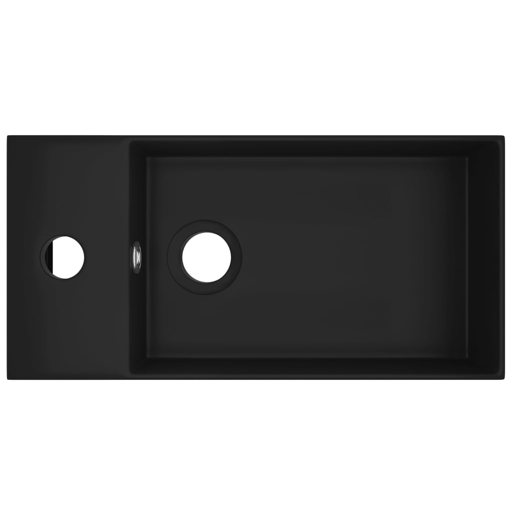 håndvask med overløb til badeværelse keramisk mat sort
