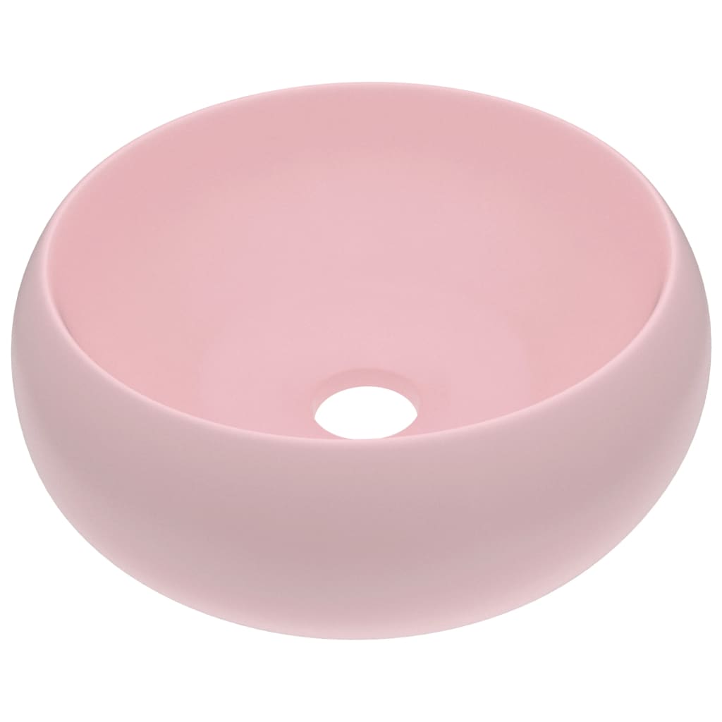 luksuriøs håndvask 40x15 cm rund keramisk mat pink