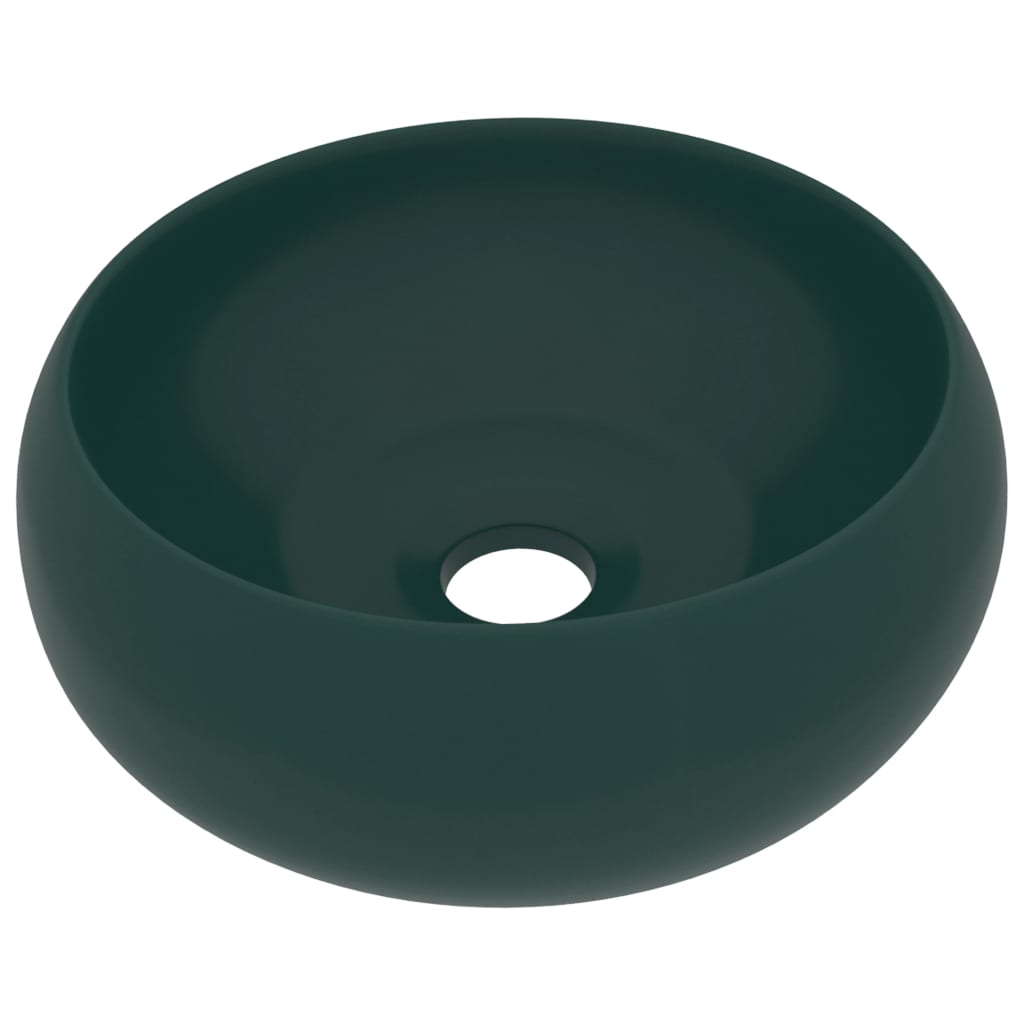 luksuriøs håndvask 40x15 cm rund keramik mat mørkegrøn