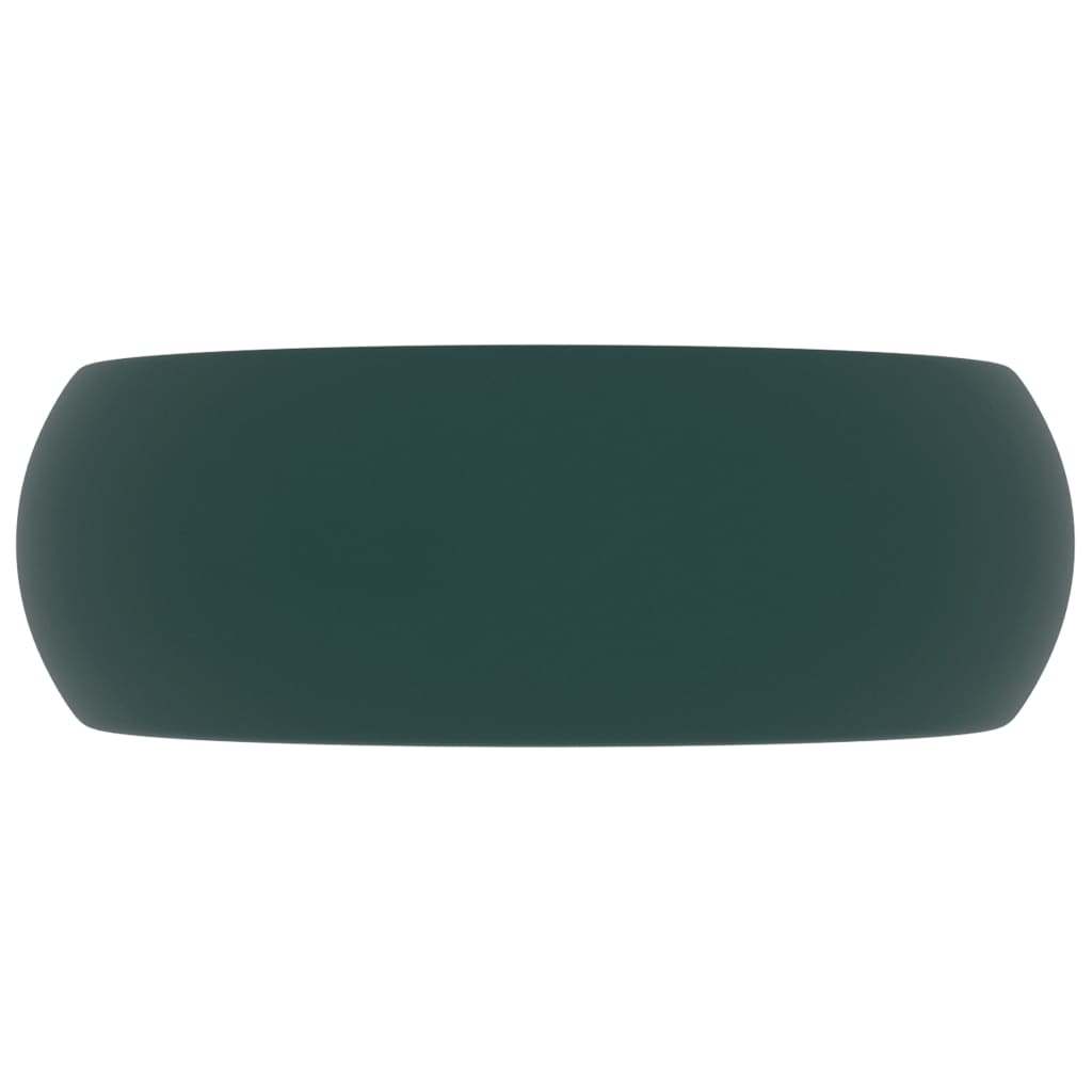 luksuriøs håndvask 40x15 cm rund keramik mat mørkegrøn