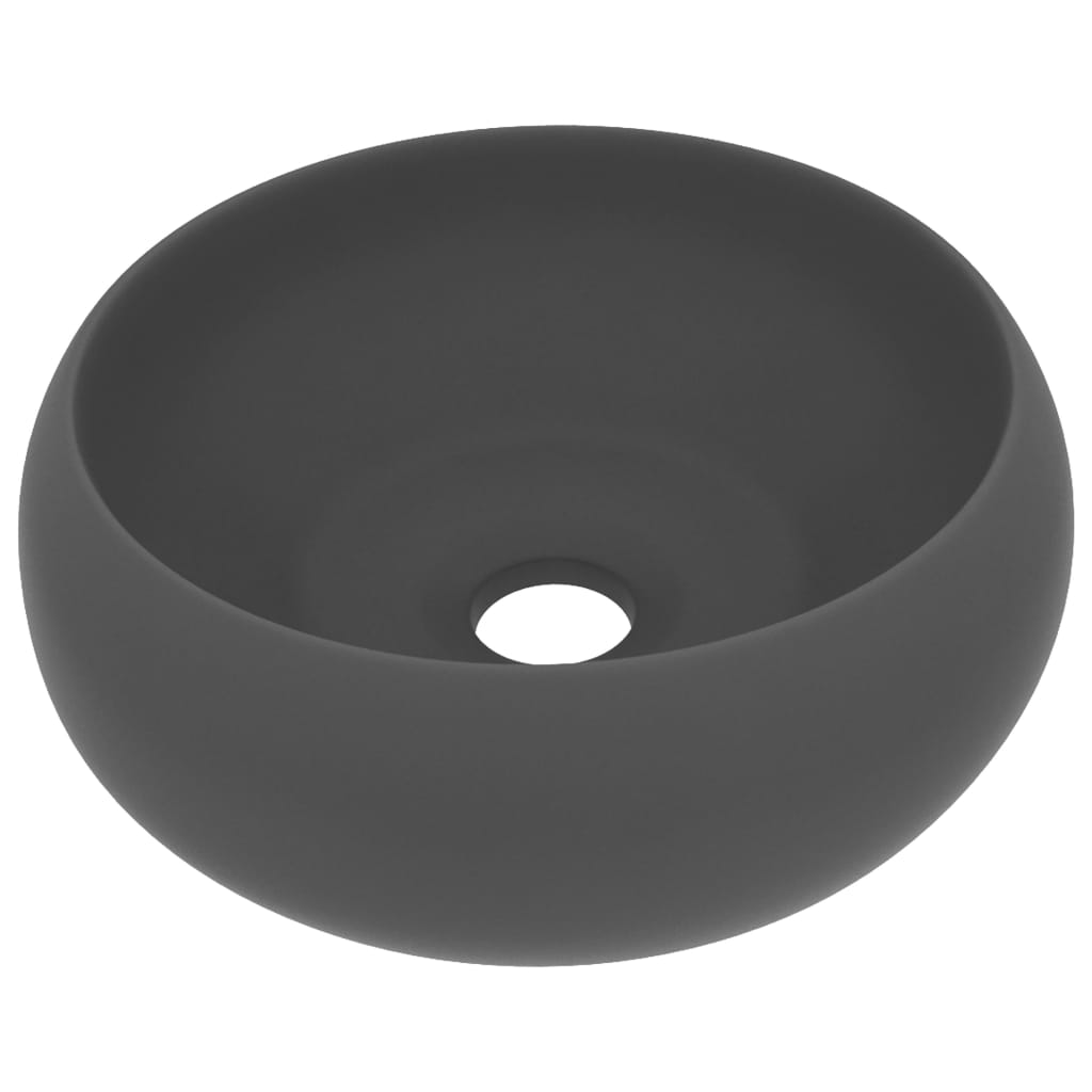 luksuriøs håndvask 40x15 cm rund keramik mat mørkegrå