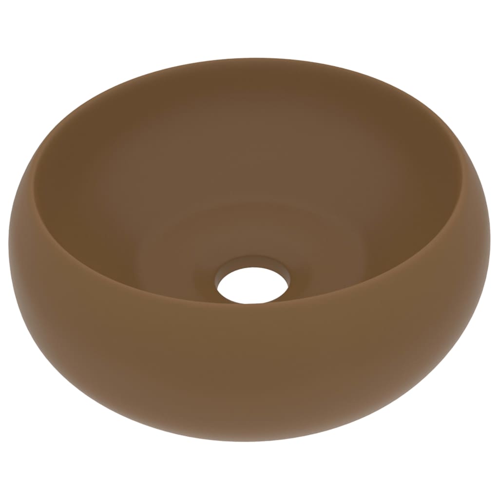 luksuriøs håndvask 40x15 cm rund keramik mat cremefarvet