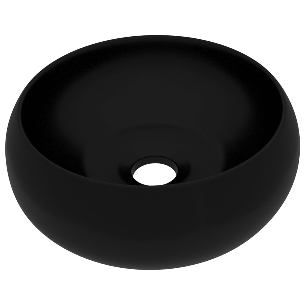 luksuriøs håndvask 40x15 cm rund keramik mat sort