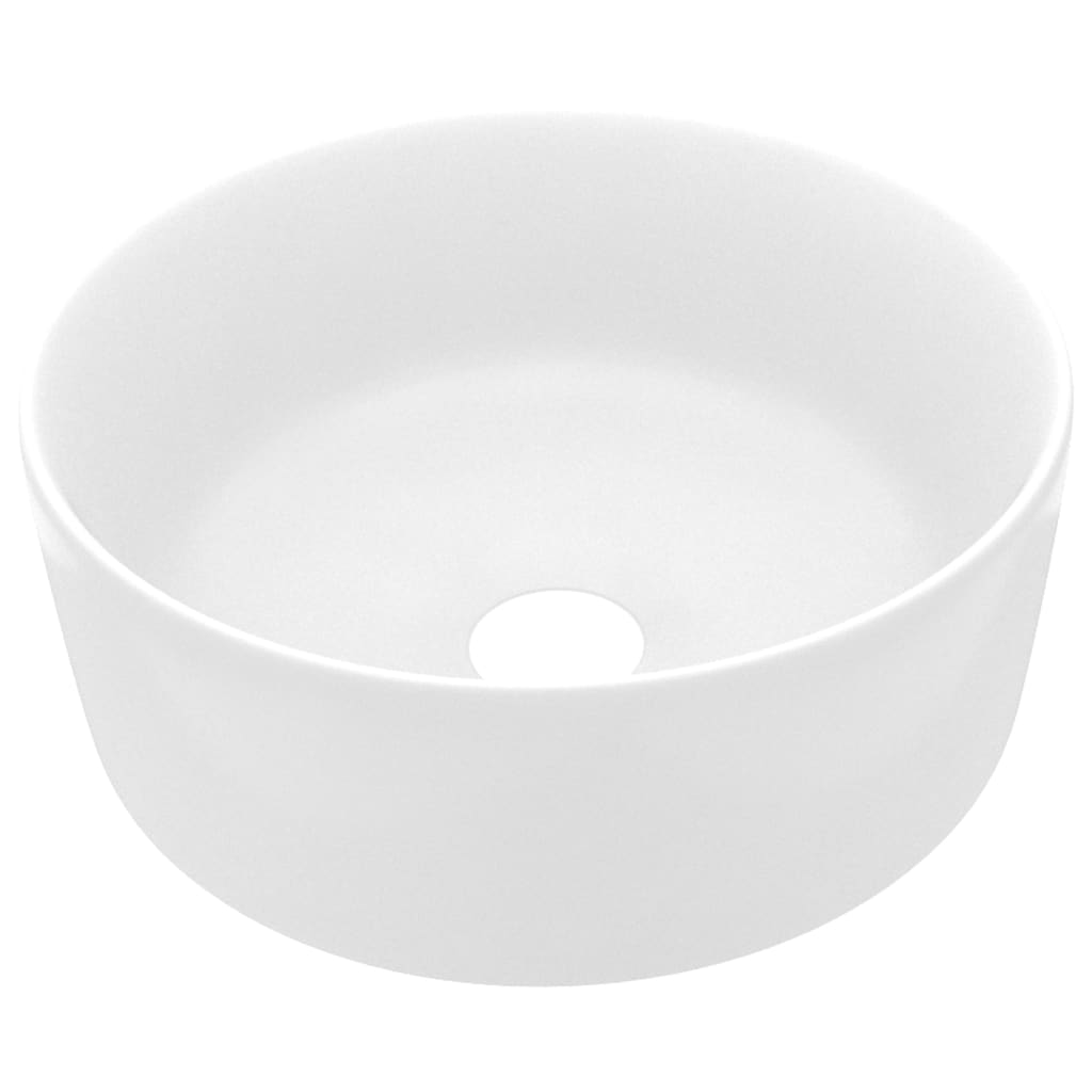 luksuriøs håndvask 40x15 cm rund keramisk mat hvid