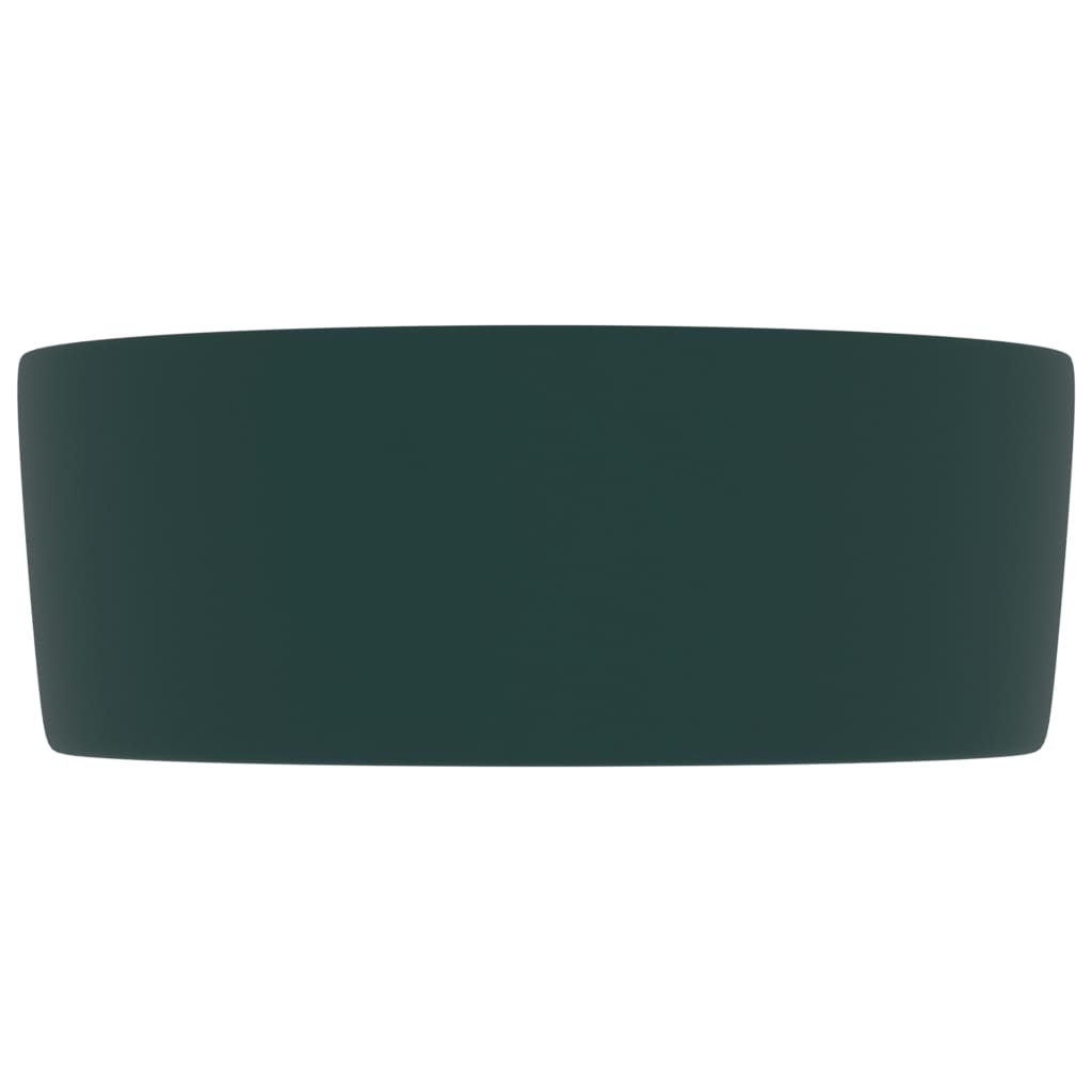 luksuriøs håndvask 40x15 cm rund keramik mat mørkegrøn