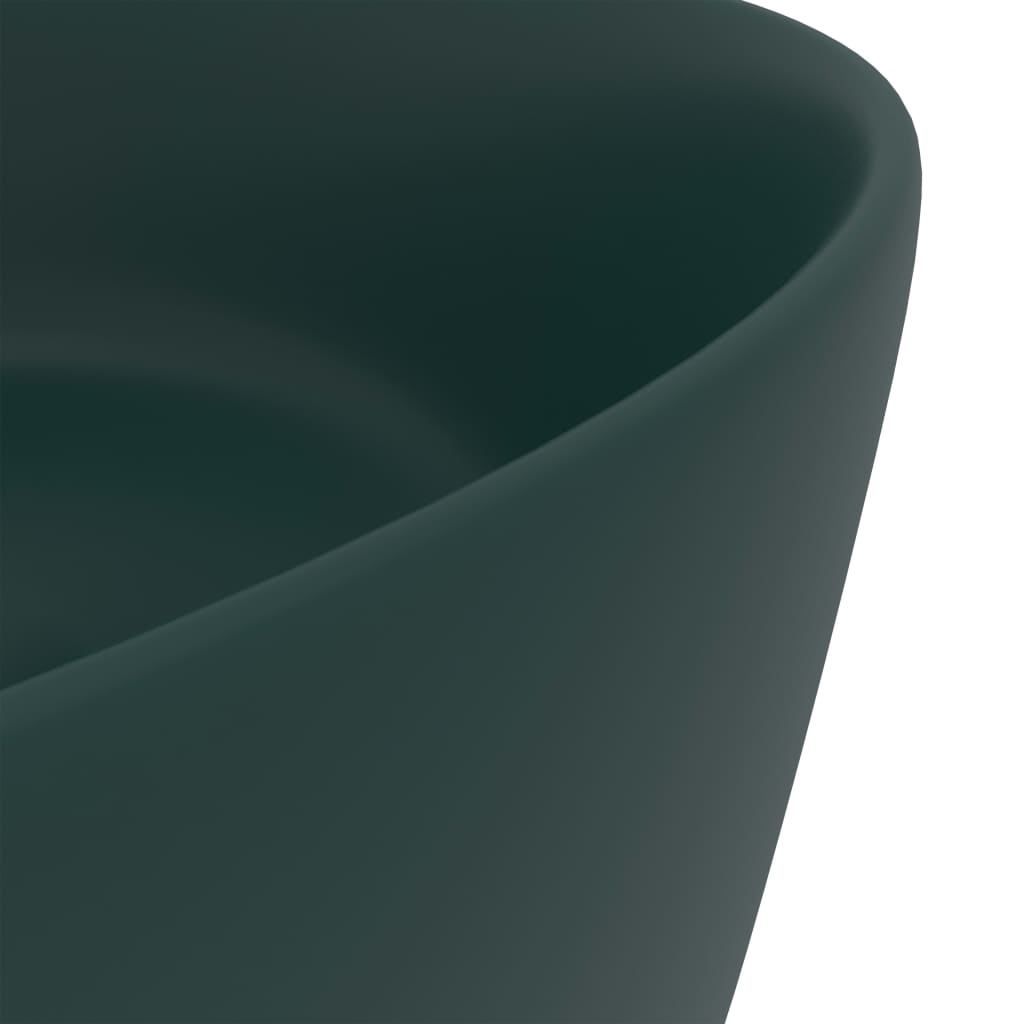 luksuriøs håndvask 40x15 cm rund keramik mat mørkegrøn