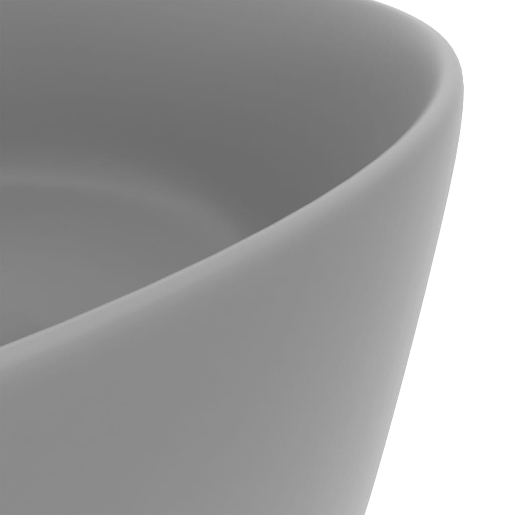 luksuriøs håndvask 40x15 cm rund keramik mat lysegrå