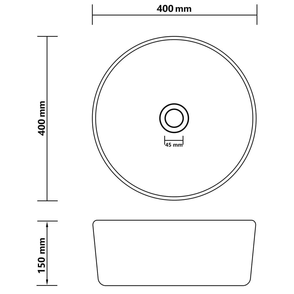 luksuriøs håndvask 40x15 cm rund keramik mat lysegrå