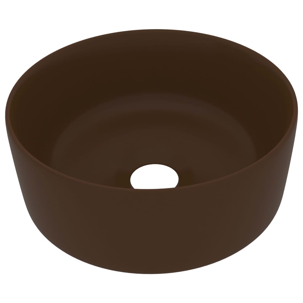 luksuriøs håndvask 40x15 cm rund keramik mat mørkebrun