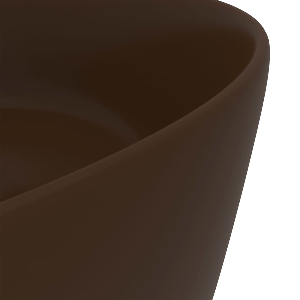luksuriøs håndvask 40x15 cm rund keramik mat mørkebrun