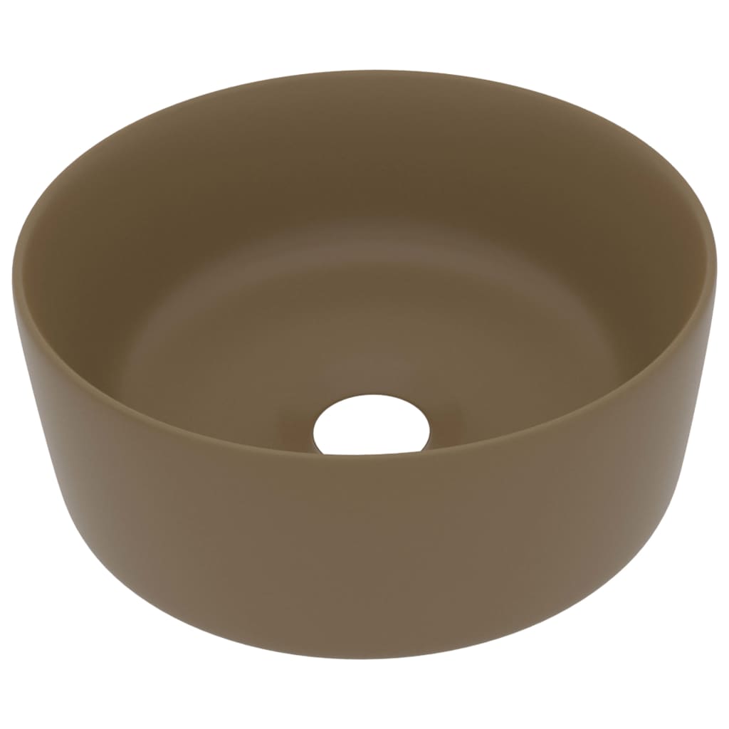 luksuriøs håndvask 40x15 cm rund keramik mat cremefarvet