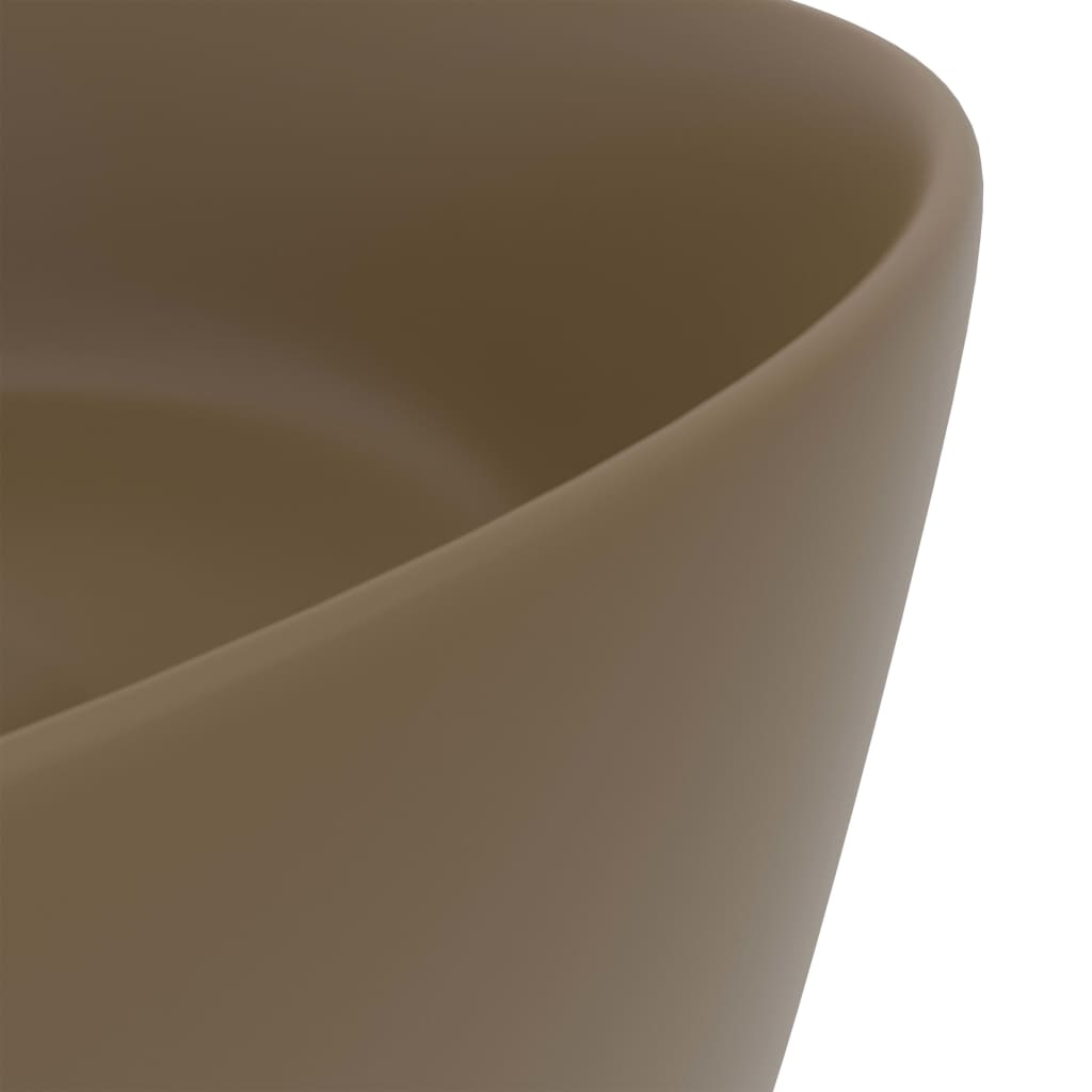 luksuriøs håndvask 40x15 cm rund keramik mat cremefarvet