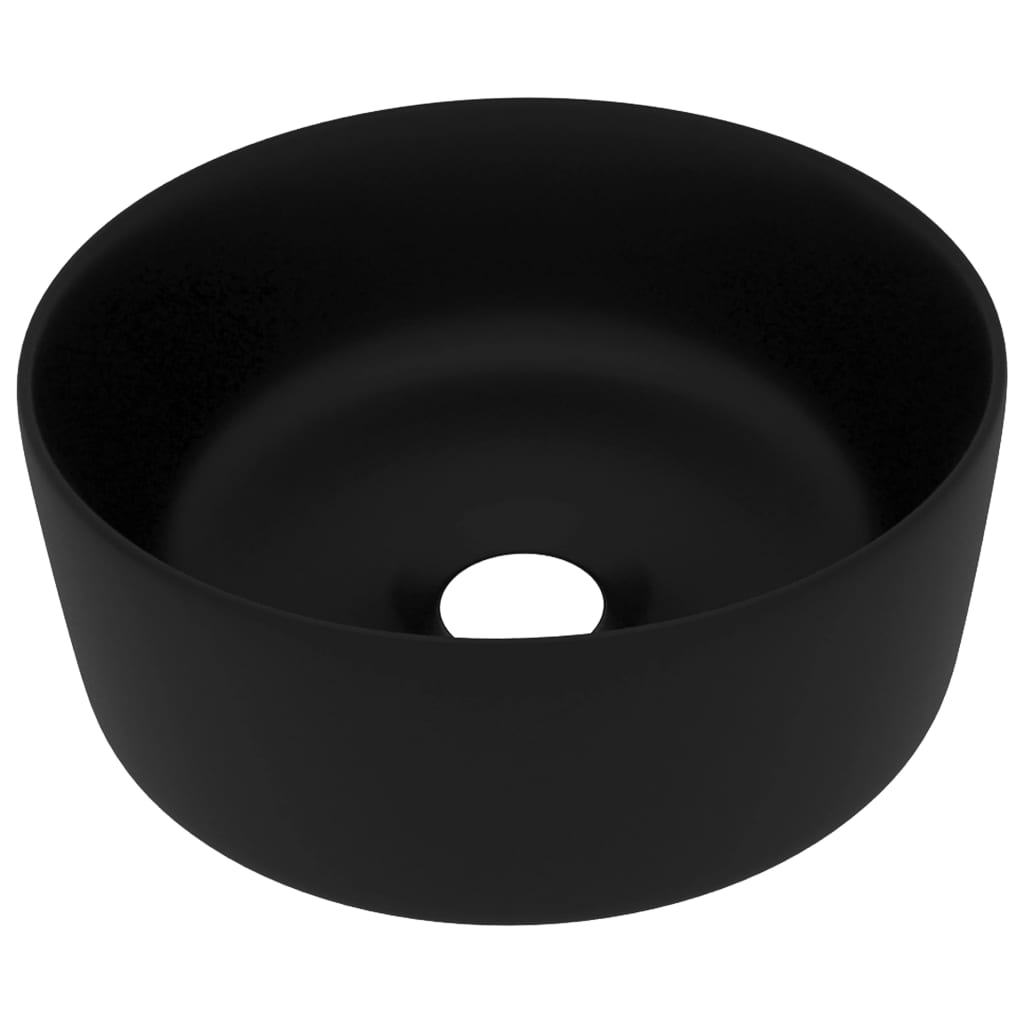 luksuriøs håndvask 40x15 cm rund keramik mat sort