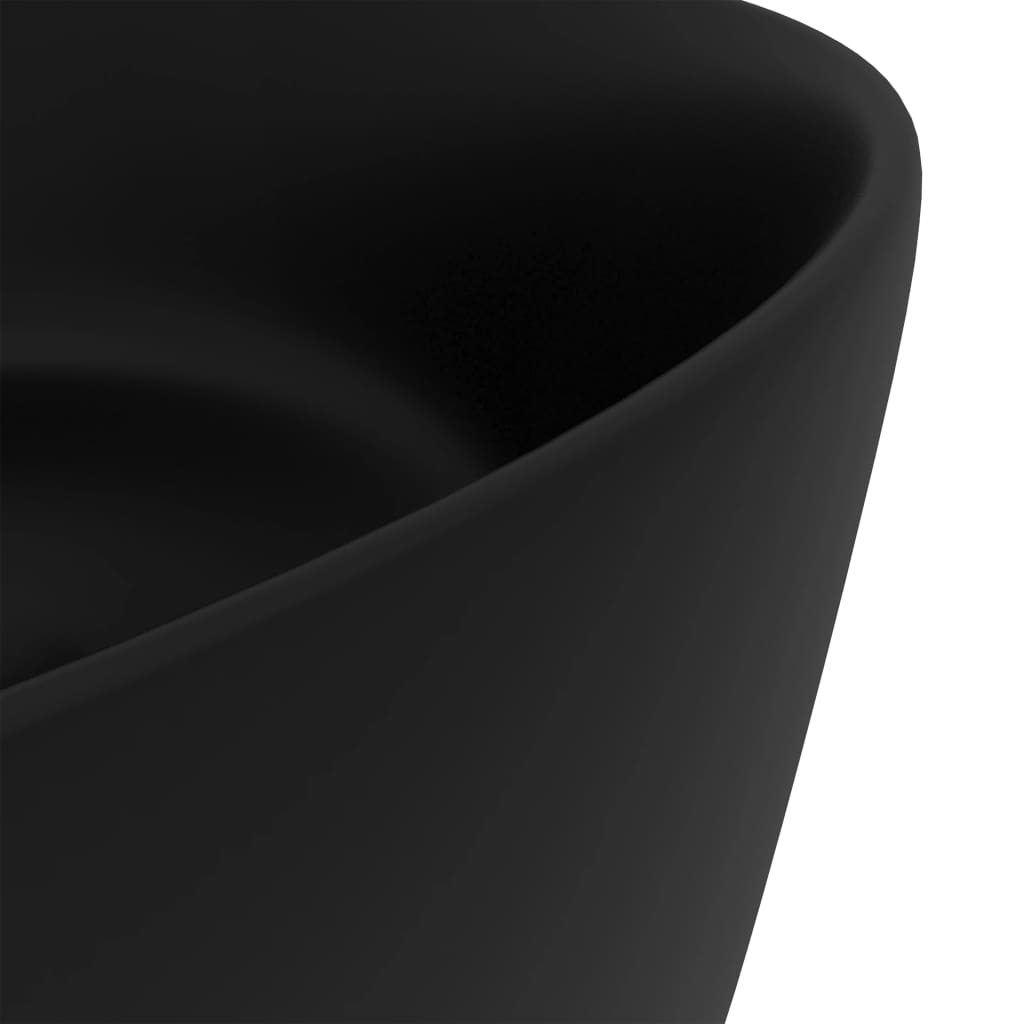 luksuriøs håndvask 40x15 cm rund keramik mat sort