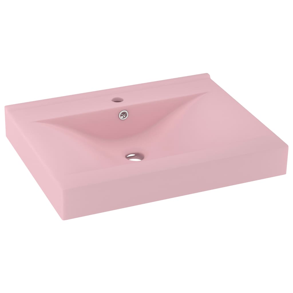 luksuriøs håndvask med vandhanehul 60x46 cm keramisk mat pink