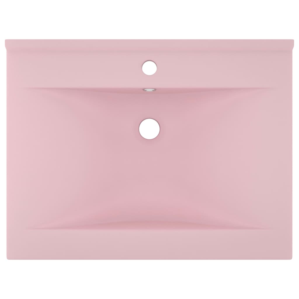 luksuriøs håndvask med vandhanehul 60x46 cm keramisk mat pink