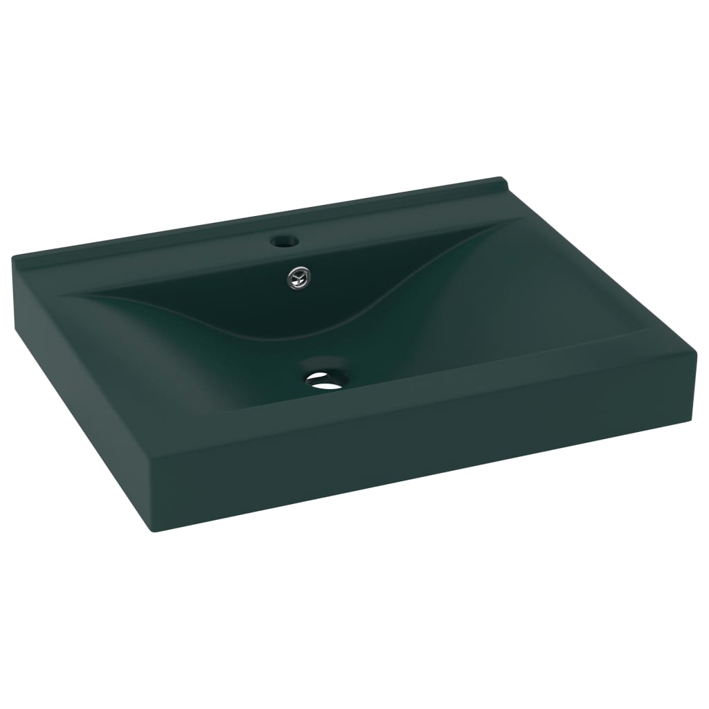 luksuriøs håndvask vandhanehul 60x46 cm keramik mat mørkegrøn